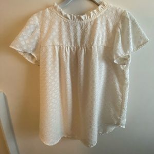Loft XSP white short sleeve top diamond pattern